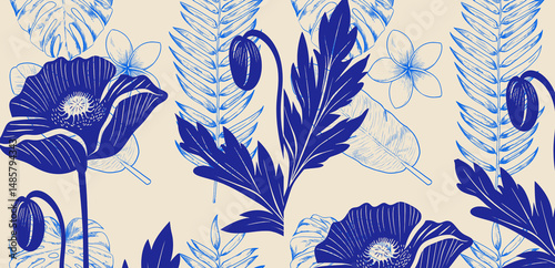 Sfondo con fiori blu