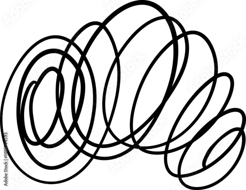 Circular loop scribble with tangled overlapping rings