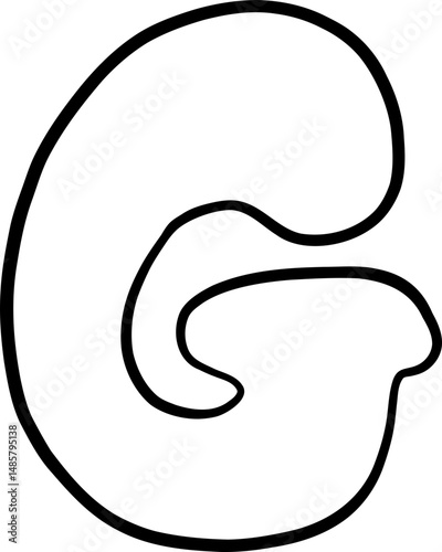 Playful uppercase letter with rounded chunky form