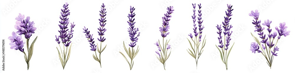 Obraz premium Collection of lavender flower sprigs