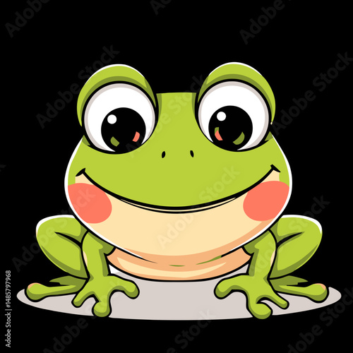 Smiling Frog: A cheerful illustration of a cartoon frog with big eyes and a wide smile.