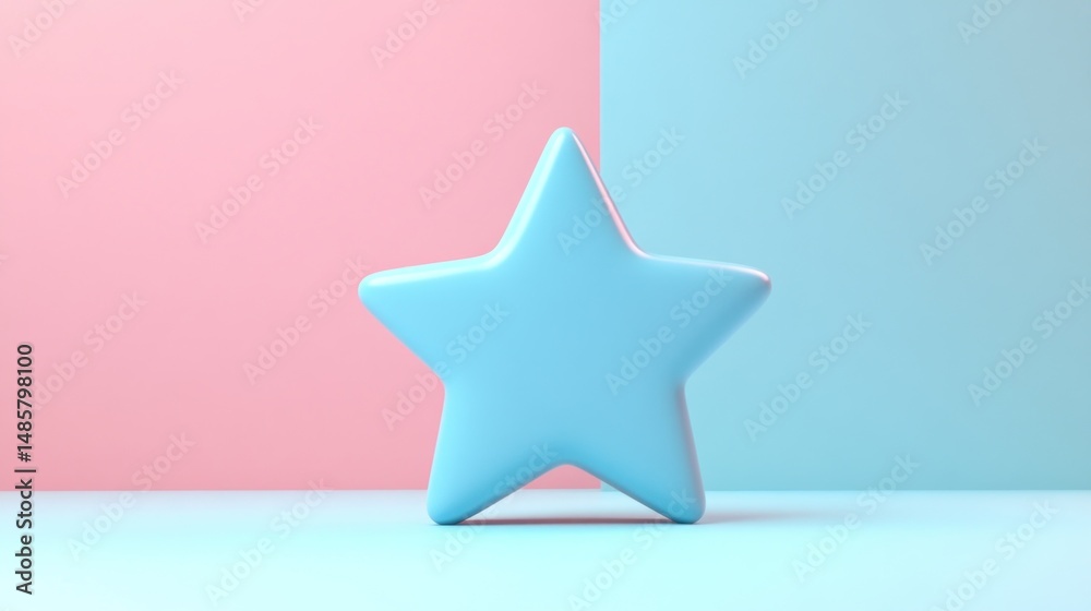 Obraz premium Pastel Perfection: A Soft Blue Star Against a Harmonious Split Background