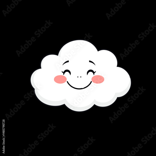 Happy Cloud Cartoon: A cheerful cartoon cloud with rosy cheeks and a big smile, perfect for children's illustrations and designs.