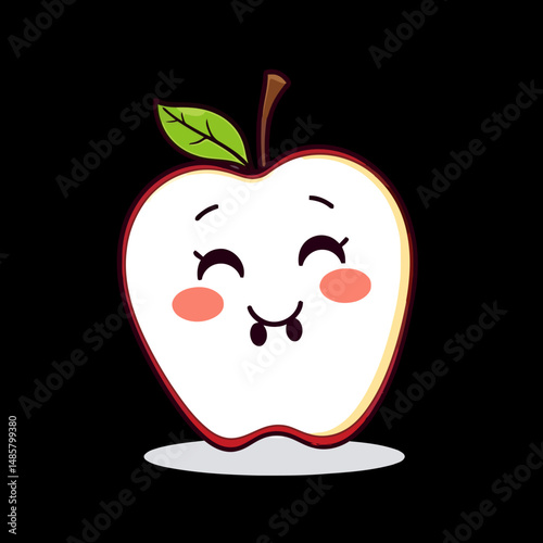 Cute Apple Character:  A delightful apple character with a rosy blush and a charming smile, perfect for adding a touch of whimsy to your designs.
