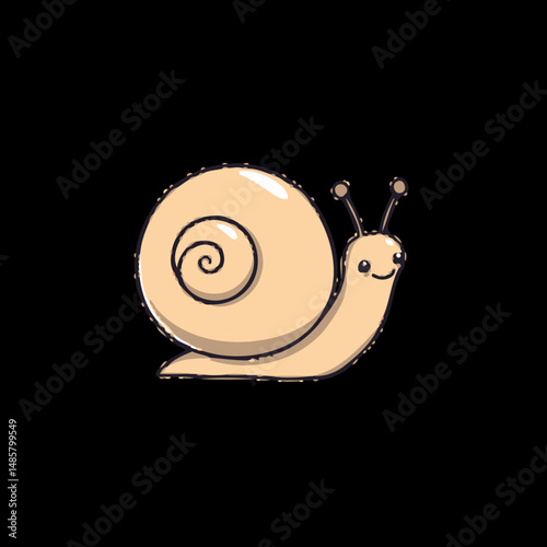 Cute Snail Illustration: A charming illustration of a friendly snail with a swirling shell, perfect for children's books, websites, or any project needing a touch of whimsy. 