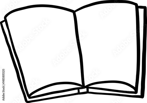 Open Book Line Art with Double Page Spread