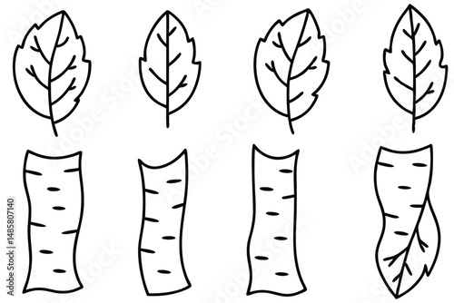 Crimson Birch Line Art Forest Whispers Gentle Strokes
