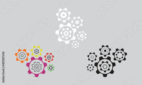 Gear Symbol Vector Illustration. The gears represent how diverse elements work together seamlessly to drive success.