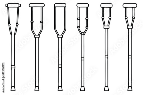 Crutches Line Art Simple Support Illustration