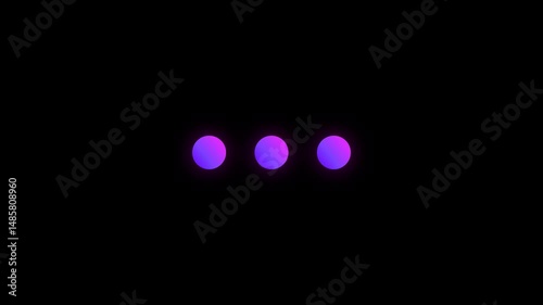 Video footage animation of three gradient dots loading bar in 4K with alpha transparent background. Ideal for UI loading screens, apps, websites, and creative visual feedback elements.