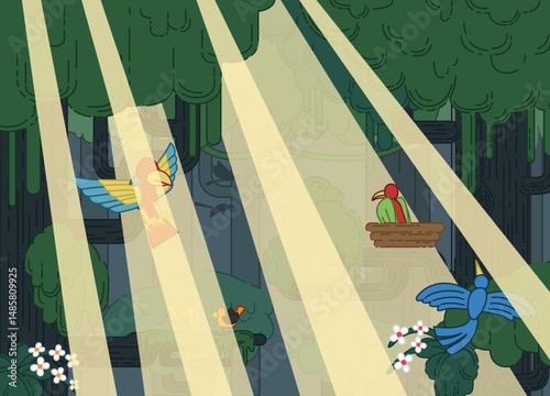 Vector illustration of landscape forest background