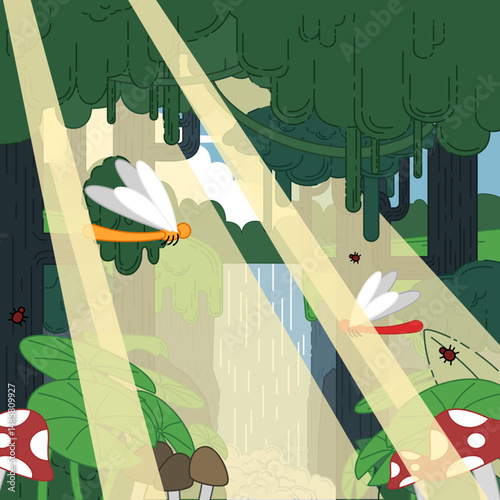 Vector illustration of landscape forest background