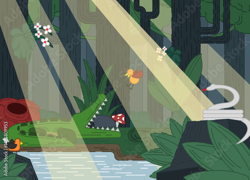 Vector illustration of landscape forest background