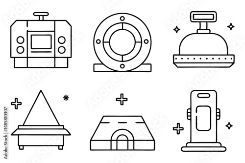 CT scanners detailed body scan Line art