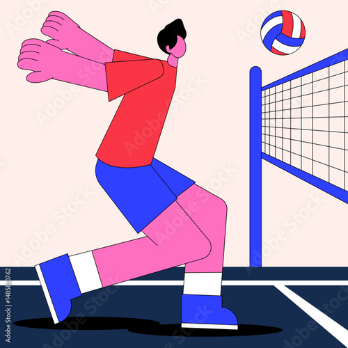 illustration of men playing volleyball