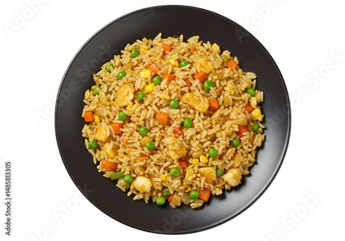 彩り豊かに輝く、チキンと野菜のチャーハン