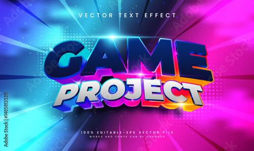 3d Game Project, Editable Vector Text Effect. Suitable for Modern Technology Event.