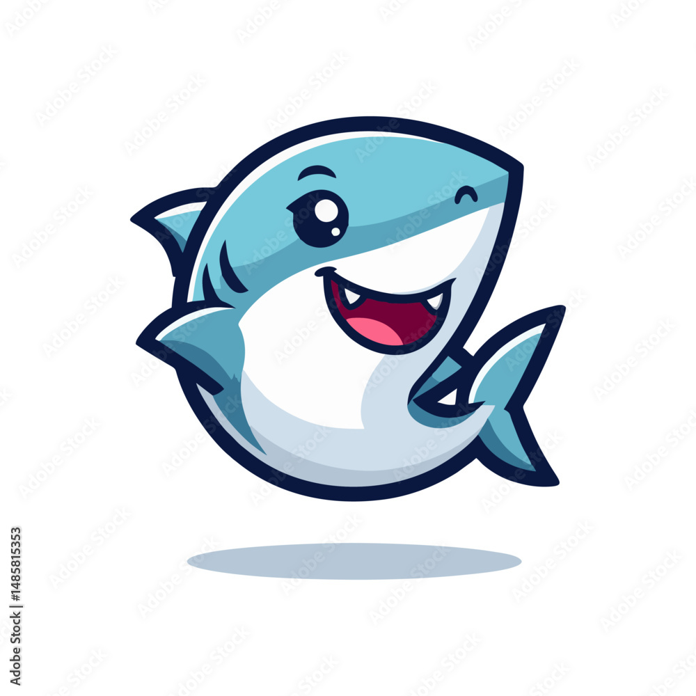 Obraz premium Shark mascot vector illustration design for logo badge character cute predator animal underwater ocean marine commercial use branding modern art fantasy creature template icon commercial illustration