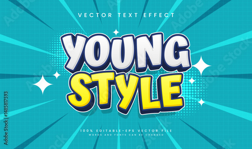 Young Comic Style, Editable Vector Text Effect. Minimalist Concept.