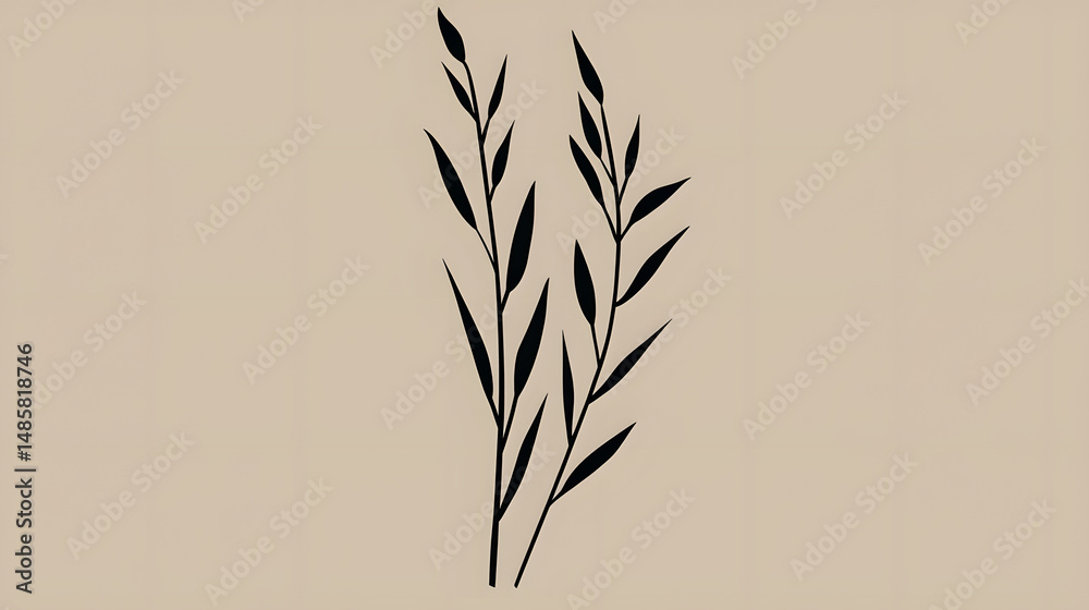 Obraz premium Minimalist Botanical Illustration of Lavender Stems El B56d1e2f 744e 4cef Bfa9 5f4a56265588 0