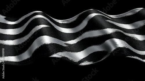 Black and white zebra-striped fabric, flowing elegantly