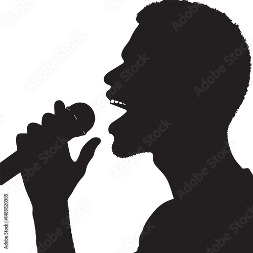 silhouette of a person singing, editable vector image
