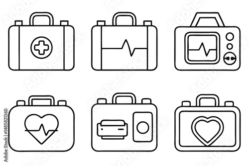 Defibrillators Electric Pulse Line art