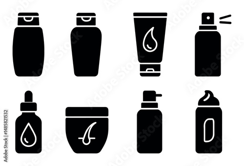 Silhouette icons of cosmetic containers: bottles and jars collection
