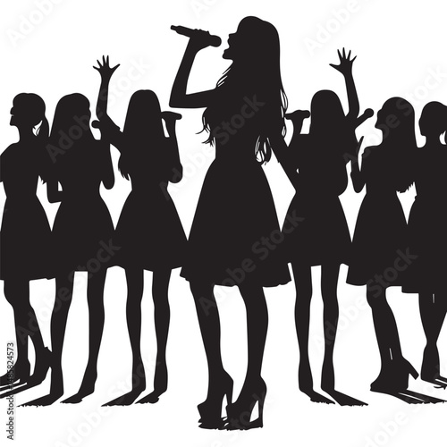 silhouette of a person singing, editable vector image