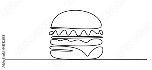 Minimalist Line Drawing of a Hamburger – Simple and Delicious Food Design