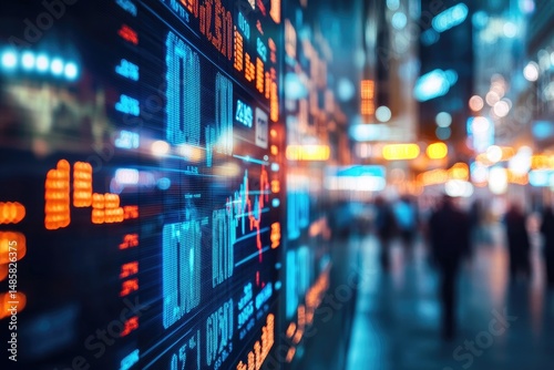 Wallpaper Mural Night market financial display with blurred city view Torontodigital.ca