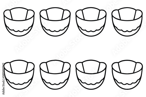 Denture Cups Travel Portable Line Art