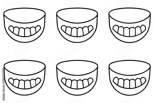 Denture Cups Rinse Clean Line Art