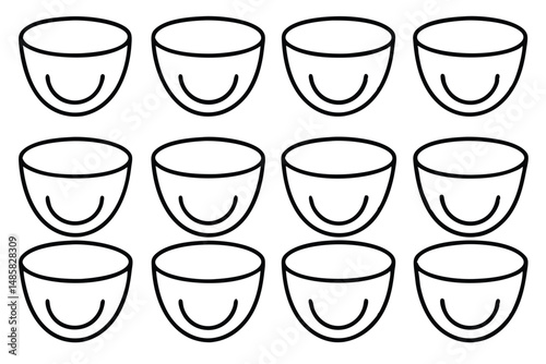 Denture Cups Soaking Storage Line Art