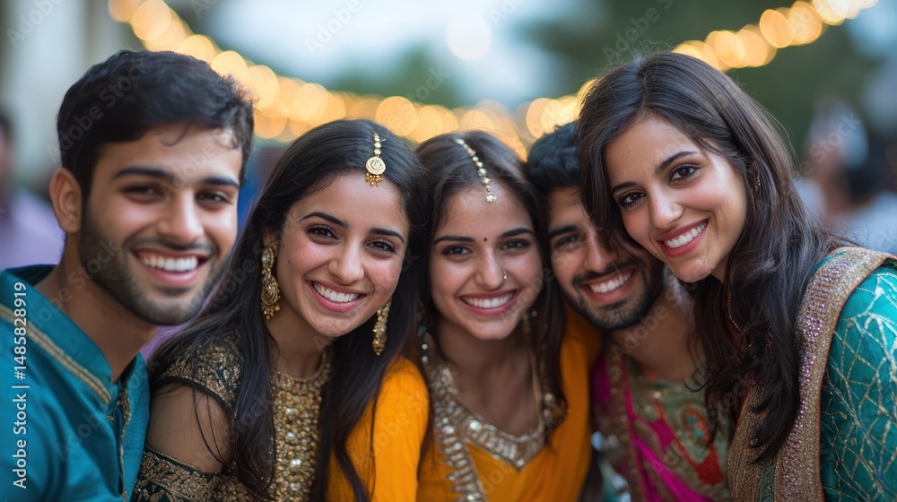 Obraz premium Group of friends from India at party