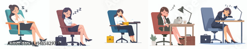 vector female employee sleeping at work