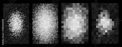 Censorship Pixel Blur Effect on Face, Abstract Censored Portrait in Black and White, Privacy Protection or Digital Identity Concept. Vector Illustration.