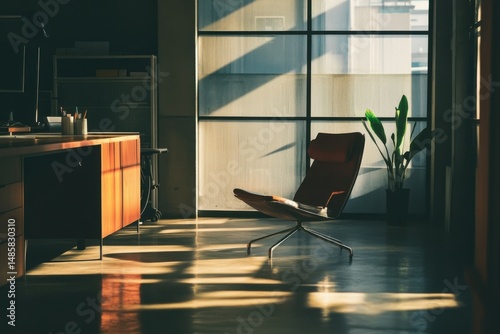 Modern Office Interior with Chair and Natural Light