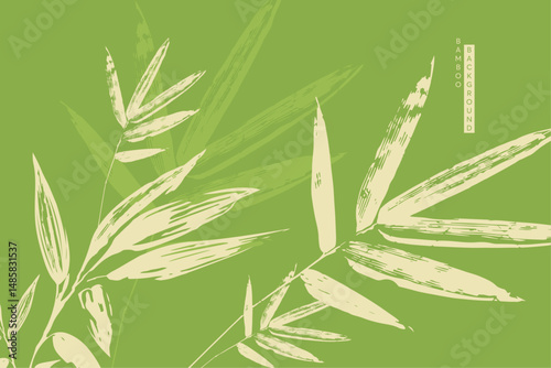 watercolor hand drawn bamboo leaves background illustration