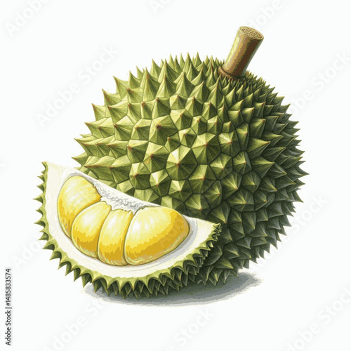 Golden Storm in Watercolor Wash durian isolated vector illustration svg