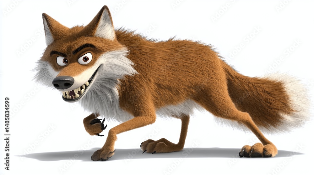 Obraz premium Digital illustration of a menacing, cartoon fox.