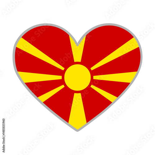 North Macedonia flag in heart shape. Love Macedonia symbol. Vector illustration