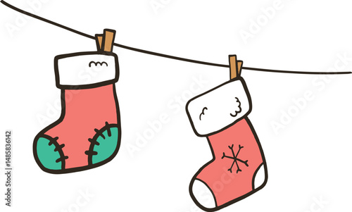 socks hanging on a rope