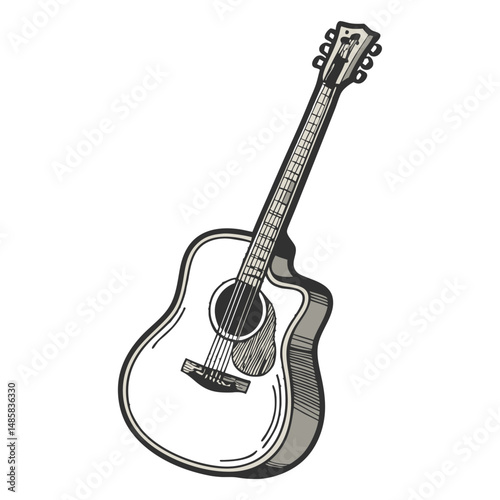 acoustic guitar isolated on white