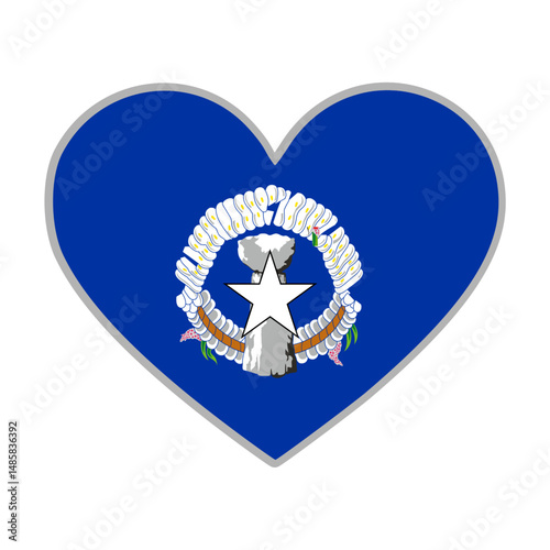 Northern Mariana Islands flag. Northern Mariana Islands love flag. Northern Mariana Islands flag in heart shape. Love symbol. Vector illustration.

