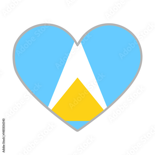Saint Lucia flag. Saint Lucia love flag. Saint Lucia flag in heart shape. Love symbol. Vector illustration.

