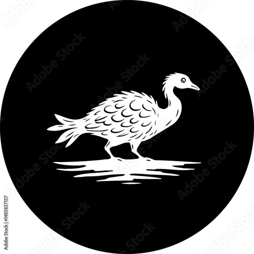Stylized waterfowl silhouette emblem evoking nature and simplified artistic expression