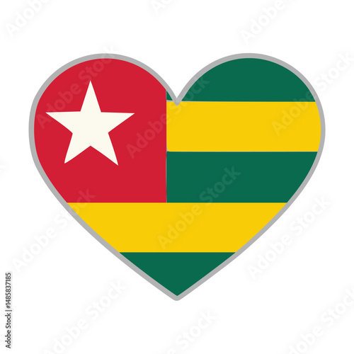 Togo flag. Togo love flag. Togo flag in heart shape. Love symbol. Vector illustration.

