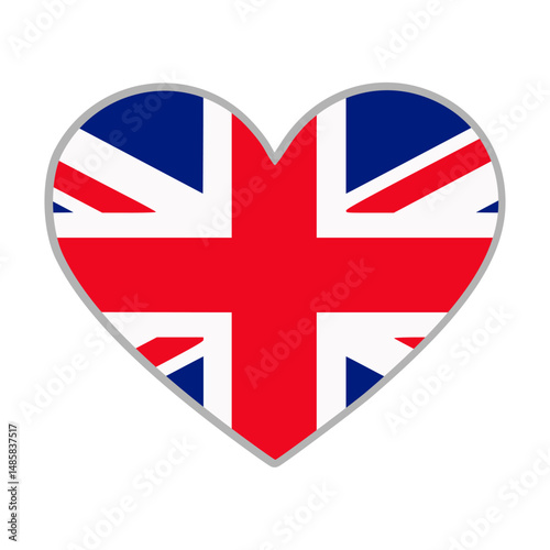 United Kingdom flag. UK love flag. Great Britain heart flag. Love symbol. Vector illustration.

