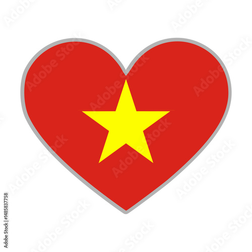 Vietnam flag. Vietnam love flag. Vietnam flag in heart shape. Love symbol. Vector illustration.

